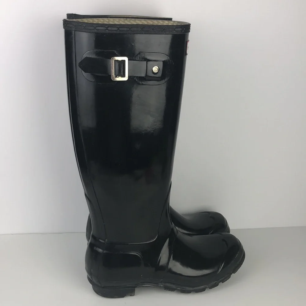 Hunter Original Tall Black Gloss Pull On Rain Boots